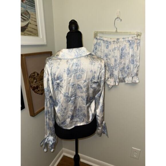 Beach Riot Womens Aurora & Luna Pj Set Baby Blue Floral Jammies Shorts Small - Picture 7 of 7